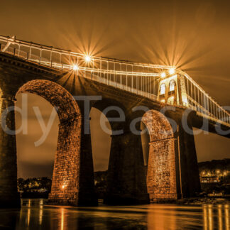 Menai Bridge at night